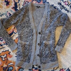 Alpaca & Wool Mix Leopard-Print Long Cardigan, Size Small, Rails Brand
